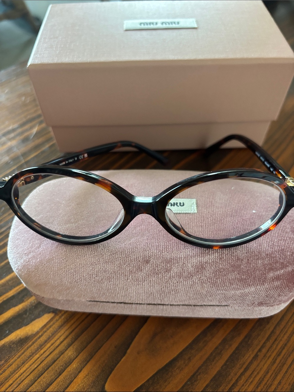 Miu Miu Regard Tortoise Oval Glasses